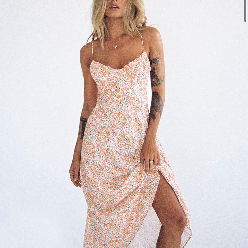 Princess Polly Floral Maxi Slip Dress Summer Vacation Resort Beach Size